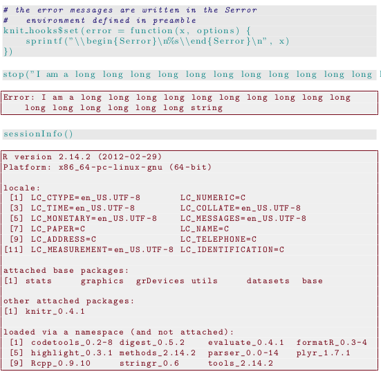 break lines in listings output