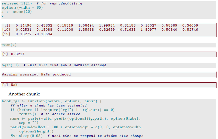 using listings in knitr